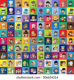 Flat People Set - Different Occupation - Vector Illustration. Collection Of Colorful Icons. For Web, Websites, Print, Presentation Templates, Mobile Applications And Promotional Materials