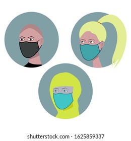 flat people sick masked epidemic