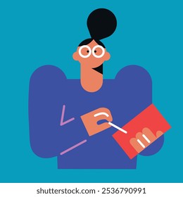 Flat people and technology. Vector woman and man flat illustration. Ideal for social media and business presentations, user interface, UX, graphic and web design, apps and interfaces. EPS 10	
