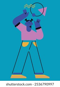 Flat people and technology. Vector woman and man flat illustration. Ideal for social media and business presentations, user interface, UX, graphic and web design, apps and interfaces. EPS 10	
