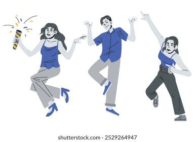 Flat people in various dance pose