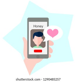 Flat people. Video call. Vector phone video call. Video chatting online on smartphone vector illustration. Speech bubble vector. Boy. Vector
