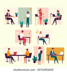 flat people work activity set in room