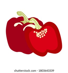 Flat pepper background isolated vector illustration. Nature concept. Food backdrop. Healthy fresh nutrition. 
