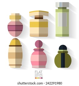 Flat perfume bottles icons