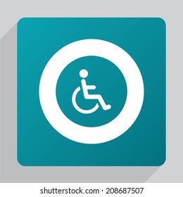 flat Person with a disability icon- white on green background