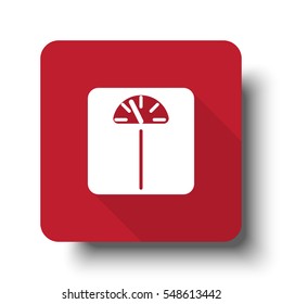 Flat Personal Scale web icon on red button with drop shadow