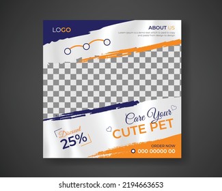 Flat Pet Shop Social Media Post Design Or Promotional Animal Veterinary Clinic
Editable Care Web Banner Template 