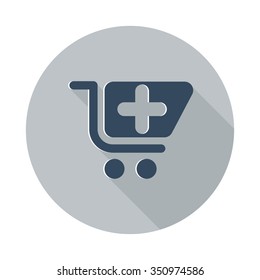Flat Pharmacy Store icon with long shadow on grey circle