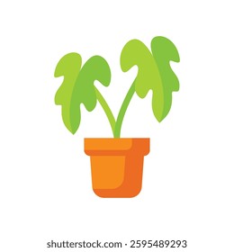 Flat Philodendron Plant Icon Vector
