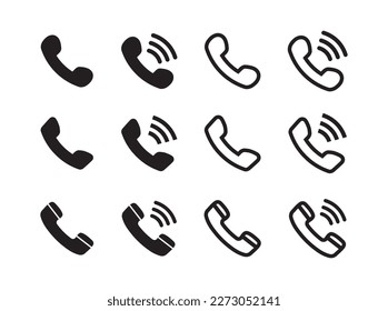 Juego de iconos de tipo de llamada de teléfono plana