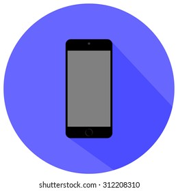 Flat phone icon with long shadow