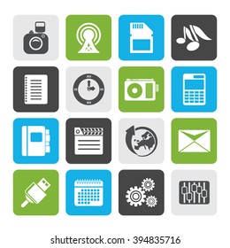Flat Phone Performance, Business and Office Icons - Vector Icon Set