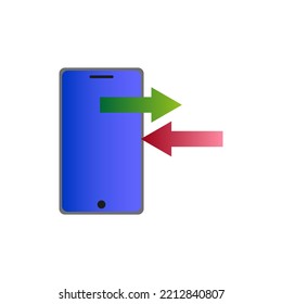 Flat phone two arrows. Internet network concept. Technology concept. Cloud storage icon. Vector illustration. stock image. 