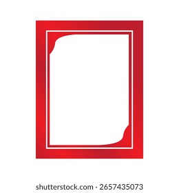 Vector plano del marco de la foto, color rojo. Formas redondas, cuadradas, retratos y paisajes sobre un fondo blanco.