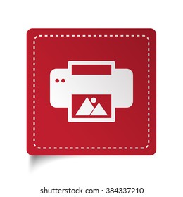 Flat Photo Printing icon on red sticker