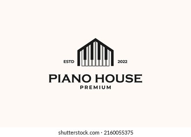 Ilustración vectorial de diseño de logotipo de piano plano
