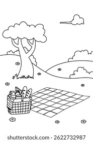 flat picnic day background illustration