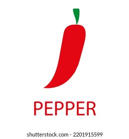 Flat picture with red pepper. Natural organic nutrition. Vector illustration. Stock Image.