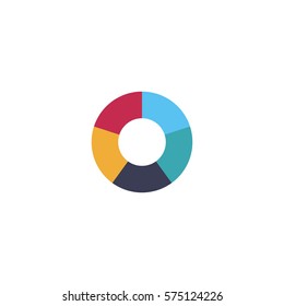 Flat pie chart element in modern style for web design or mobile app.Vector color illustration for presentations, reports, etc. Round diagram flat icon. Original logo on white background.