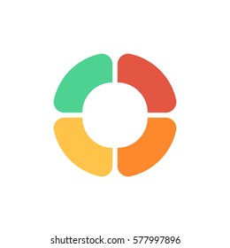 Flat pie chart element in modern style for web design or mobile app.Vector color illustration for presentations, reports, etc. Round diagram flat icon. Original logo on white background.