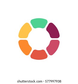 Flat pie chart element in modern style for web design or mobile app.Vector color illustration for presentations, reports, etc. Round diagram flat icon. Original logo on white background.