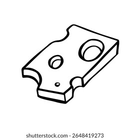flat piece of cheese line vector monochrome