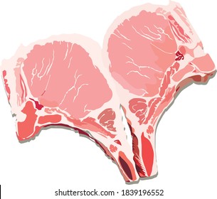 trozo plano de carne en el hueso con especias
