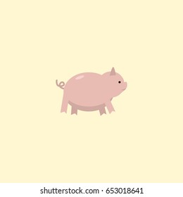 Flat Pig Element. Vector Illustration Of Flat Swine Isolated On Clean Background. Can Be Used As Pig, Swine And Hog Symbols.