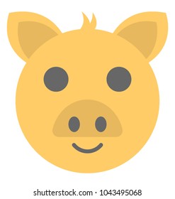 
Flat pig emoji depicting expression of being happy
