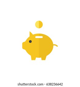 Flat Piggy Bank Element. Vector Illustration Of Flat Money Box Isolated On Clean Background. Can Be Used As Piggy, Savings And Money Symbols.