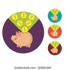 flat piggy bank, vector icon on white background