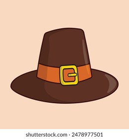 Flat Pilgrim Hat icon Thanksgiving icon set illustration