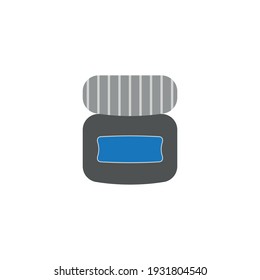 Flat pill cup icon. Capsule Bottle symbol. Logo design element