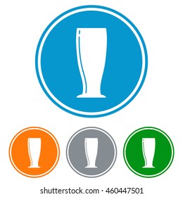 Flat pilsner glass for beer icons set vector