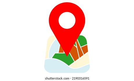 Icono plano en el mapa. Fondo blanco. Navegación, concepto gps.