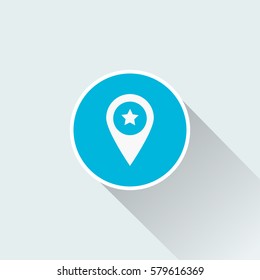 flat pin icon with star