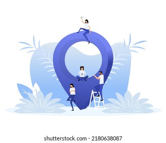 Flat pin location people for concept design. Vector logo illustration