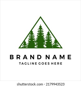 Flat pine tree logo evergreen design vector