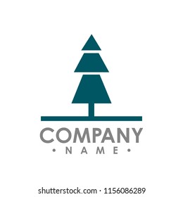 Flat pine Tree outdoor travel green silhouette forest vector logo