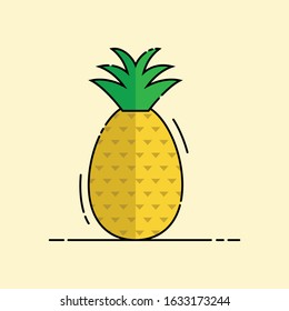 flat pineapple vector icon logo yellow and the leaves are green
