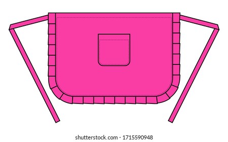 Flachrosa Vorfeld mit Falten und einer Vektorillustration für Taschen für Vorlage