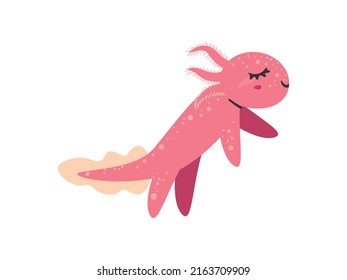 Flat Pink Axolotl Design Over White