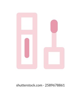 flat pink beauty cosmetic icon, soft morandi makeup item illustration, elegant sakura color skincare face cream facial serum bottle product symbol for fashion salon spa accessories