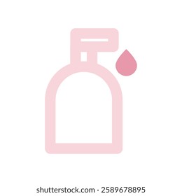 flat pink beauty cosmetic icon, soft morandi makeup item illustration, elegant sakura color skincare face cream facial serum bottle product symbol for fashion salon spa accessories