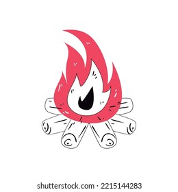 flat pink bonfire over white