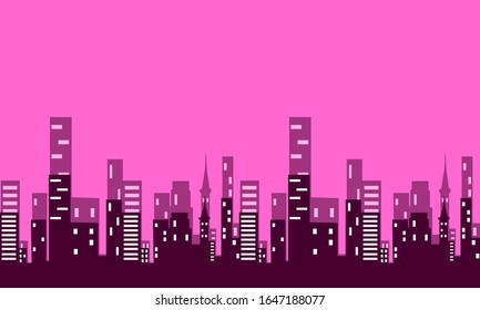 Flat pink city background  3 