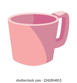 taza de café rosa plana sobre blanco