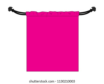 Flat Pink Drawstring Bag Template Vector On White Background
