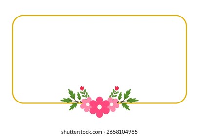 Flat Pink Floral Frame Vector for Wedding Invitations and Thank You Cards